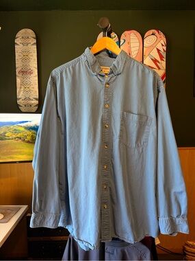 Denim Light Blue High Sierra Vintage Men's Casual Button-Up Shirt